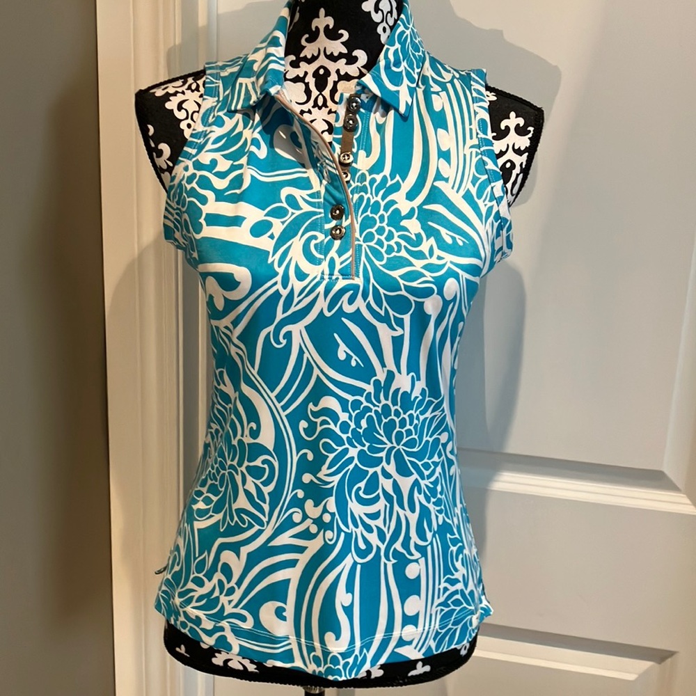 Sleeveless Blue Floral Women's Top